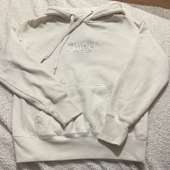 Streetwear Society Cream Hoodie with 'Angel' Script - Picture 1 of 4